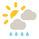 Mostly cloudy with rain